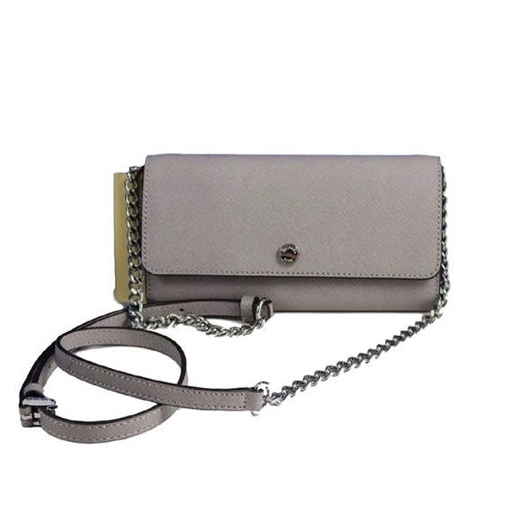 Michael Kors Handbags - Jet set travel pearl gray leather wallet on chain